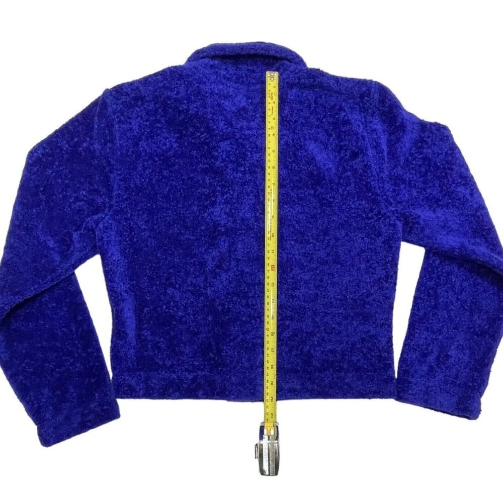 COUNTY CLOTHING‎ Cropped Fleece Jacket Women's Small Blue/Purple Artsy Buttons - Picture 13 of 15